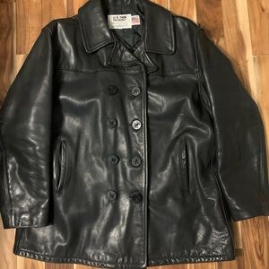 SCHOTT double breasted leather coat-lightly used